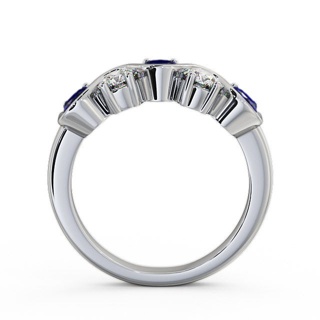 Five Stone Blue Sapphire and Diamond 0.90ct Ring 9K White Gold - Kingston FV21GEM_WG_BS_UP