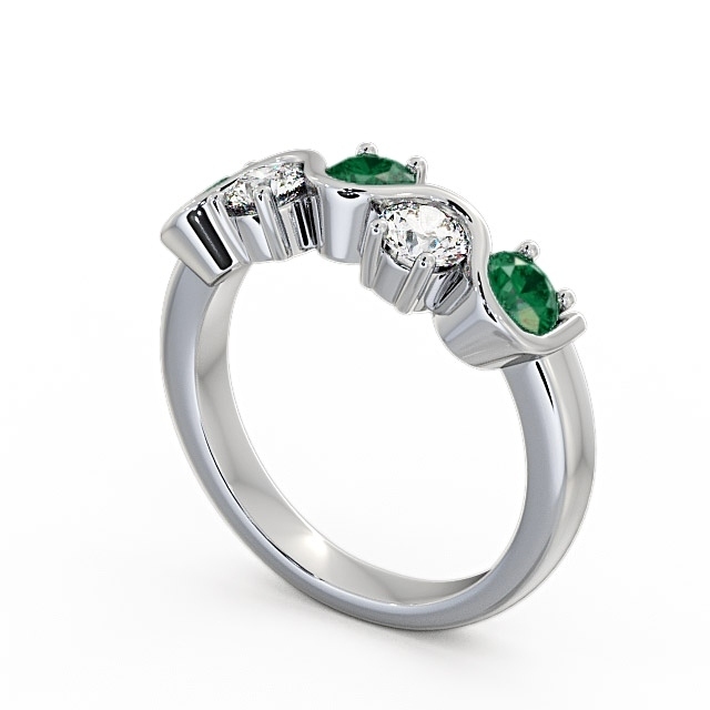 Five Stone Emerald and Diamond 0.81ct Ring Platinum - Kingston