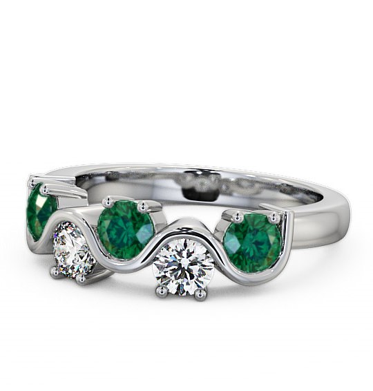  Five Stone Emerald and Diamond 0.81ct Ring 9K White Gold - Kingston FV21GEM_WG_EM_THUMB2 