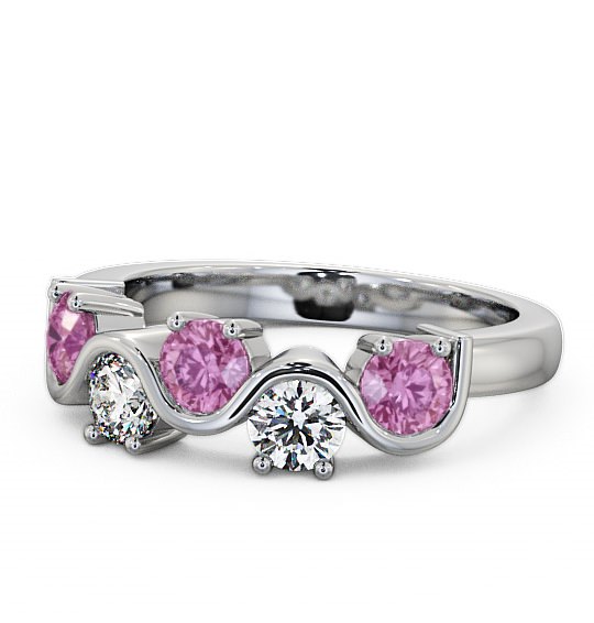  Five Stone Pink Sapphire and Diamond 0.90ct Ring Platinum - Kingston FV21GEM_WG_PS_THUMB2 