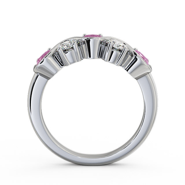 Five Stone Pink Sapphire and Diamond 0.90ct Ring 18K White Gold - Kingston FV21GEM_WG_PS_UP
