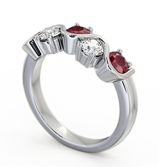 Five Stone Ruby and Diamond 0.90ct Ring 18K White Gold FV21GEM_WG_RU_THUMB1