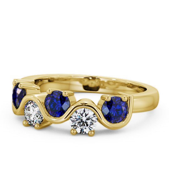  Five Stone Blue Sapphire and Diamond 0.90ct Ring 18K Yellow Gold - Kingston FV21GEM_YG_BS_THUMB2 