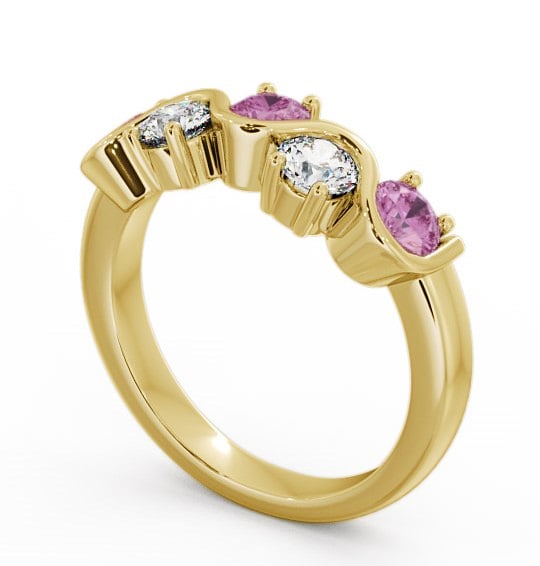 Five Stone Pink Sapphire and Diamond 0.90ct Ring 9K Yellow Gold - Kingston FV21GEM_YG_PS_THUMB1