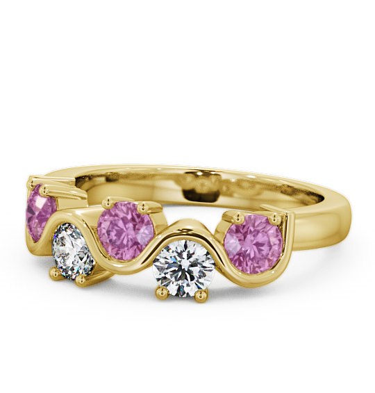  Five Stone Pink Sapphire and Diamond 0.90ct Ring 9K Yellow Gold - Kingston FV21GEM_YG_PS_THUMB2 