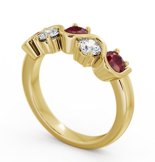 Five Stone Ruby and Diamond 0.90ct Ring 18K Yellow Gold - Kingston FV21GEM_YG_RU_THUMB1