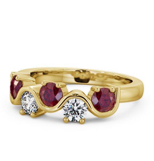  Five Stone Ruby and Diamond 0.90ct Ring 18K Yellow Gold - Kingston FV21GEM_YG_RU_THUMB2 