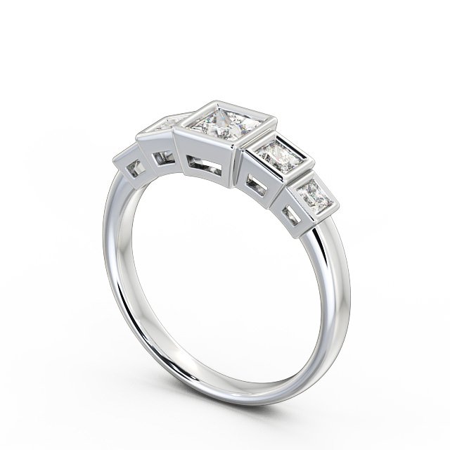 Five Stone Princess Diamond Ring Platinum - Nevis FV22_WG_SIDE