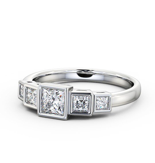 Five Stone Princess Diamond Graduating Style Ring 18K White Gold FV22_WG_THUMB2 