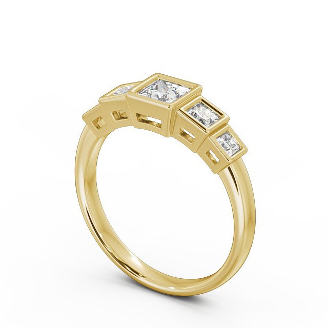 Five Stone Princess Diamond Ring 9K Yellow Gold - Nevis FV22_YG_SIDE