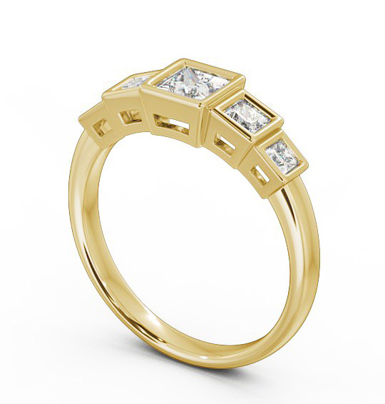 Five Stone Princess Diamond Graduating Style Ring 18K Yellow Gold FV22_YG_THUMB1 