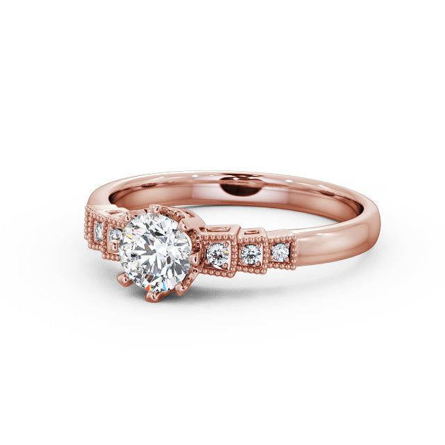 Vintage Round Diamond Engagement Ring 18K Rose Gold Solitaire - Atina FV25_RG_FLAT
