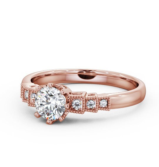  Vintage Round Diamond Engagement Ring 18K Rose Gold Solitaire - Atina FV25_RG_THUMB2 