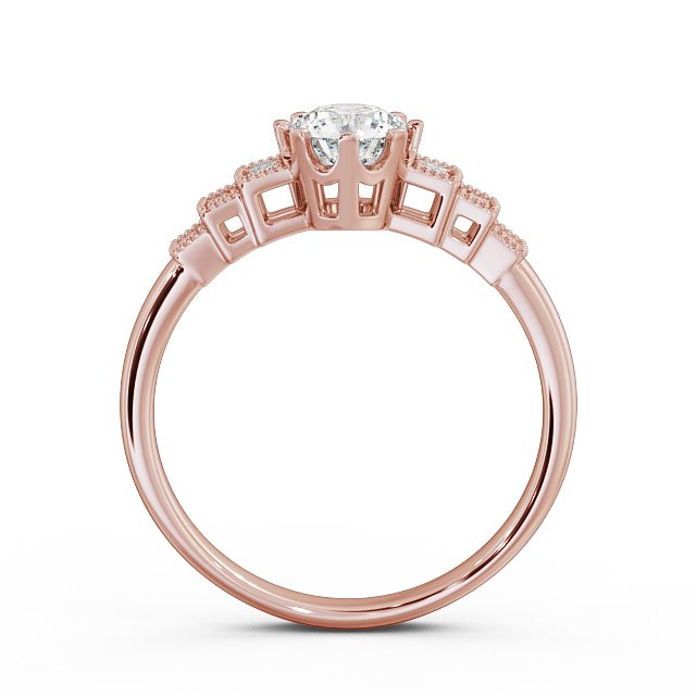 Vintage Round Diamond Engagement Ring 18K Rose Gold Solitaire - Atina FV25_RG_UP