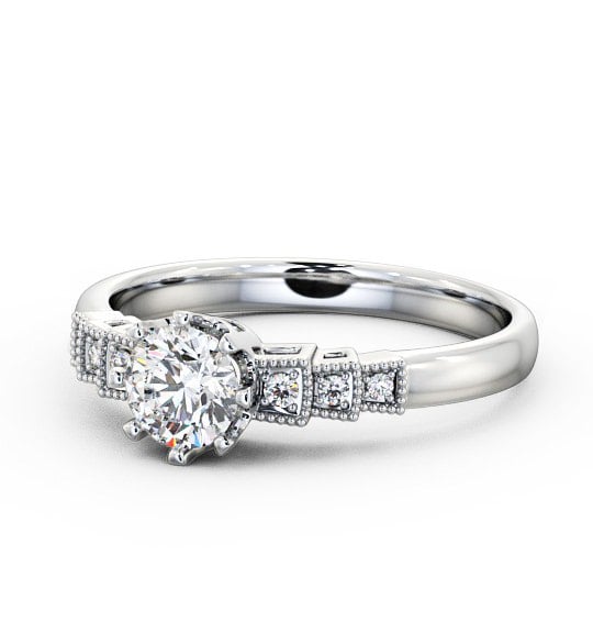  Vintage Round Diamond Engagement Ring Platinum Solitaire - Atina FV25_WG_THUMB2 