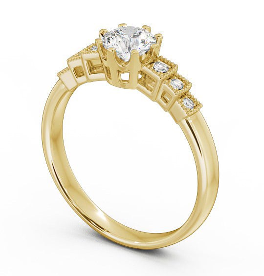 Vintage Round Diamond Engagement Ring 9K Yellow Gold Solitaire - Atina FV25_YG_THUMB1
