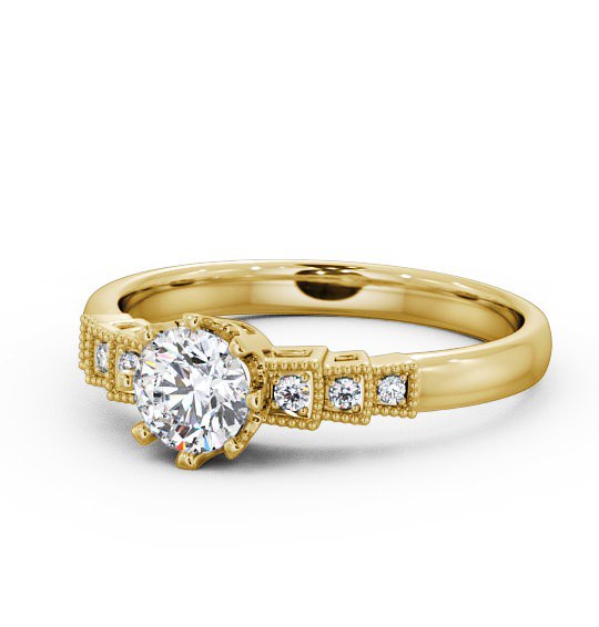  Vintage Round Diamond Engagement Ring 9K Yellow Gold Solitaire - Atina FV25_YG_THUMB2 