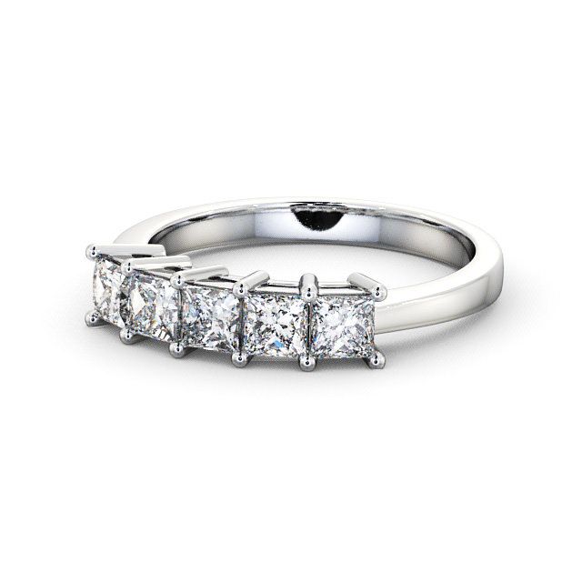 Five Stone Princess Diamond Ring Platinum - Dalmeny FV2_WG_FLAT