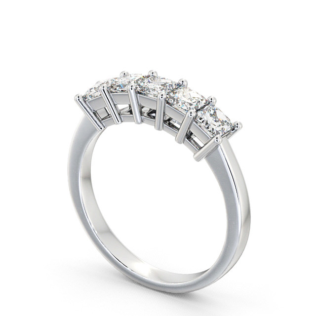 Five Stone Princess Diamond Ring 9K White Gold - Dalmeny FV2_WG_SIDE
