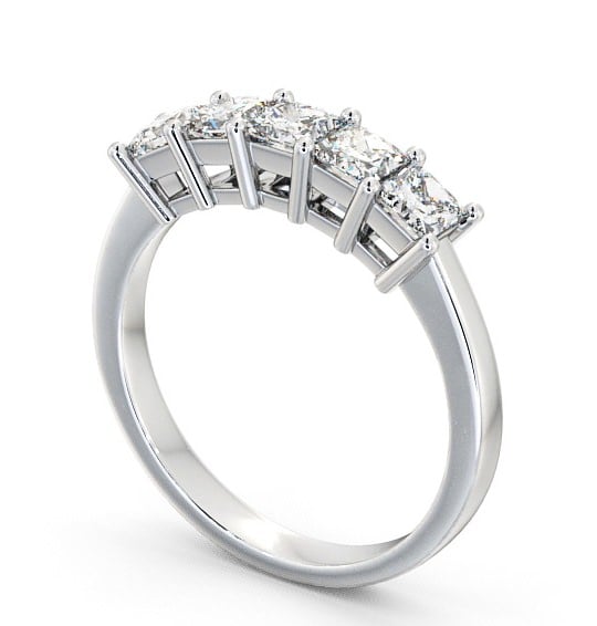 Five Stone Princess Diamond Classic Ring 9K White Gold FV2_WG_THUMB1