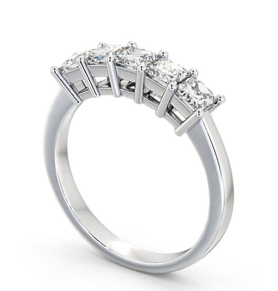 Five Stone Princess Diamond Classic Ring 9K White Gold FV2_WG_THUMB1 