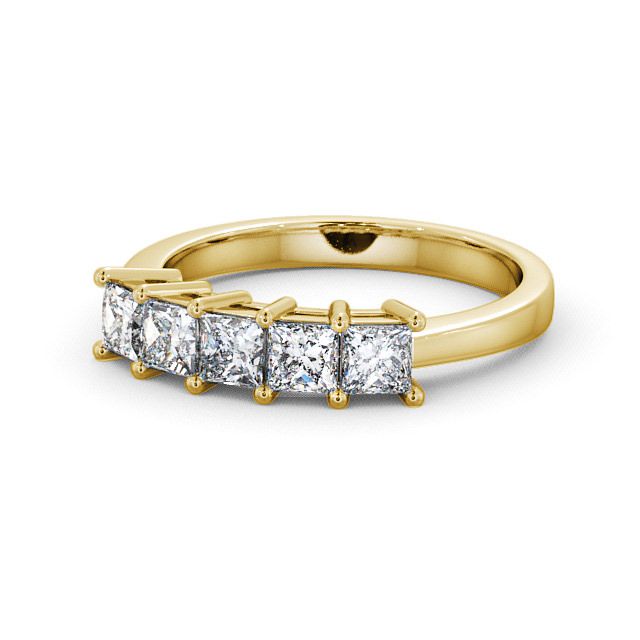 Five Stone Princess Diamond Ring 9K Yellow Gold - Dalmeny FV2_YG_FLAT