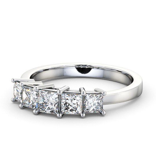 Five Stone Princess Diamond Graduating Design Ring 18K White Gold FV3_WG_THUMB2 