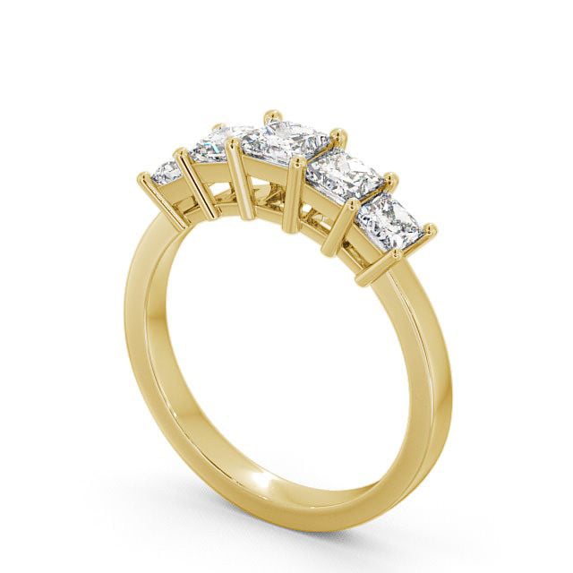 Five Stone Princess Diamond Ring 18K Yellow Gold - Bridgemont FV3_YG_SIDE
