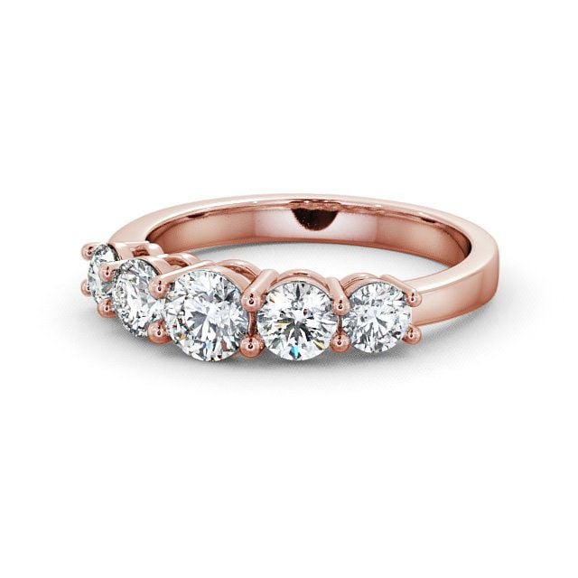 Five Stone Round Diamond Ring 9K Rose Gold - Portobello FV4_RG_FLAT