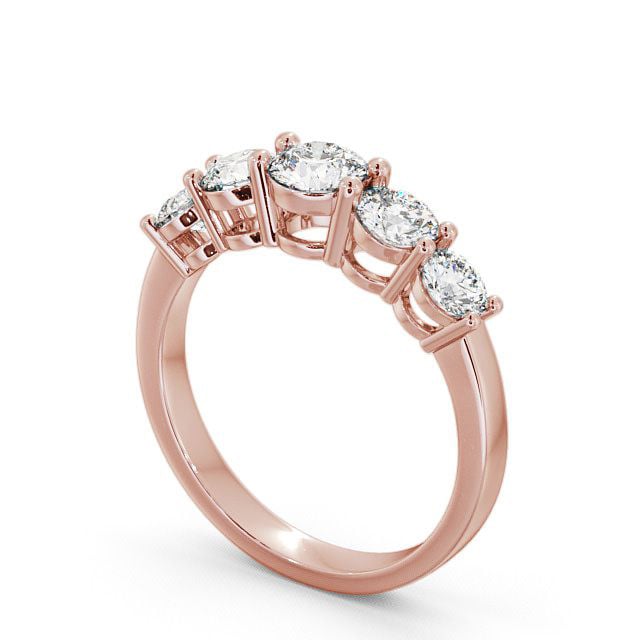 Five Stone Round Diamond Ring 9K Rose Gold - Portobello FV4_RG_SIDE