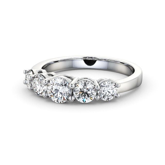 Five Stone Round Diamond Ring 18K White Gold - Portobello FV4_WG_FLAT