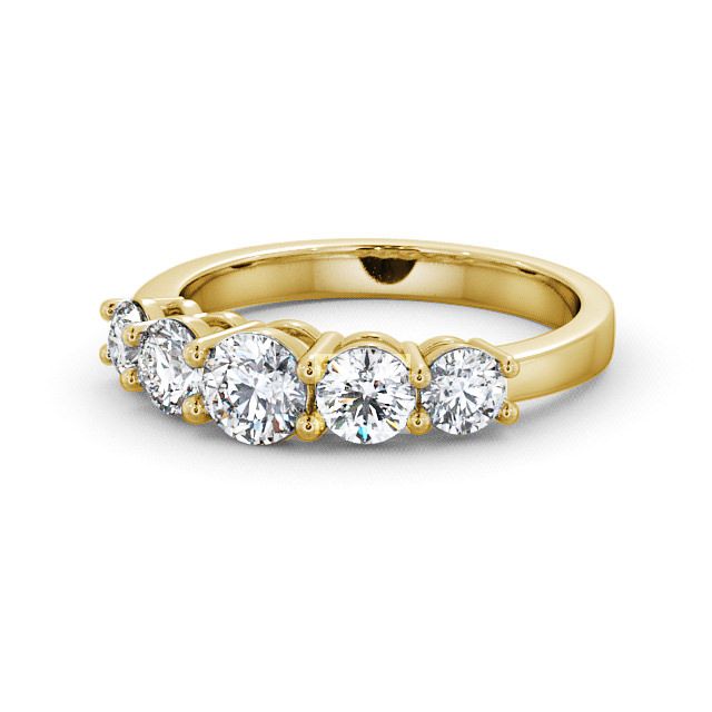 Five Stone Round Diamond Ring 9K Yellow Gold - Portobello FV4_YG_FLAT