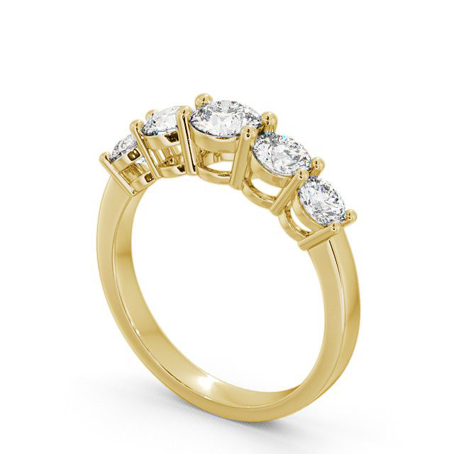 Five Stone Round Diamond Ring 9K Yellow Gold - Portobello FV4_YG_SIDE