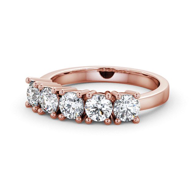 Five Stone Round Diamond Ring 18K Rose Gold - Sowerby FV5_RG_FLAT