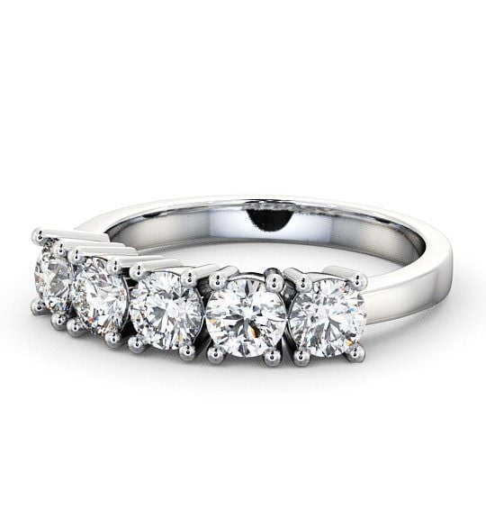  Five Stone Round Diamond Ring Platinum - Sowerby FV5_WG_THUMB2 