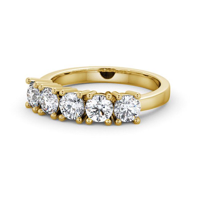 Five Stone Round Diamond Ring 18K Yellow Gold - Sowerby FV5_YG_FLAT