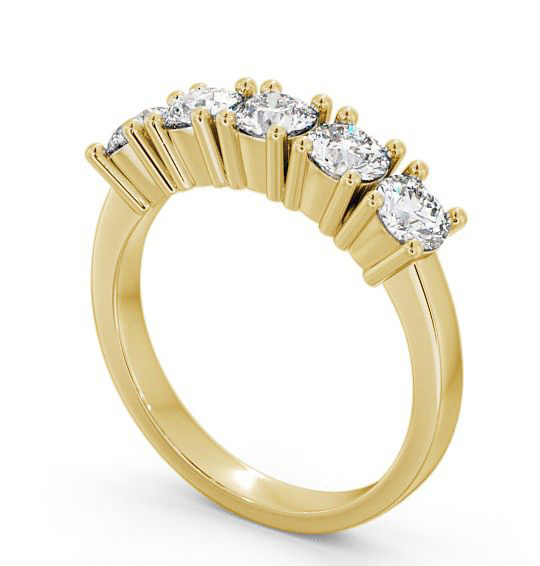 Five Stone Round Diamond Prong Set Ring 18K Yellow Gold FV5_YG_THUMB1