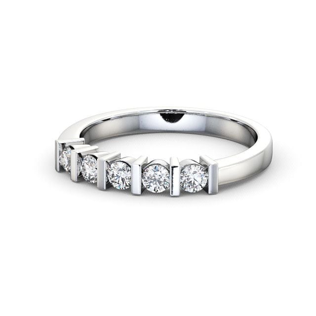 Five Stone Round Diamond Ring 18K White Gold - Hawnby FV6_WG_FLAT