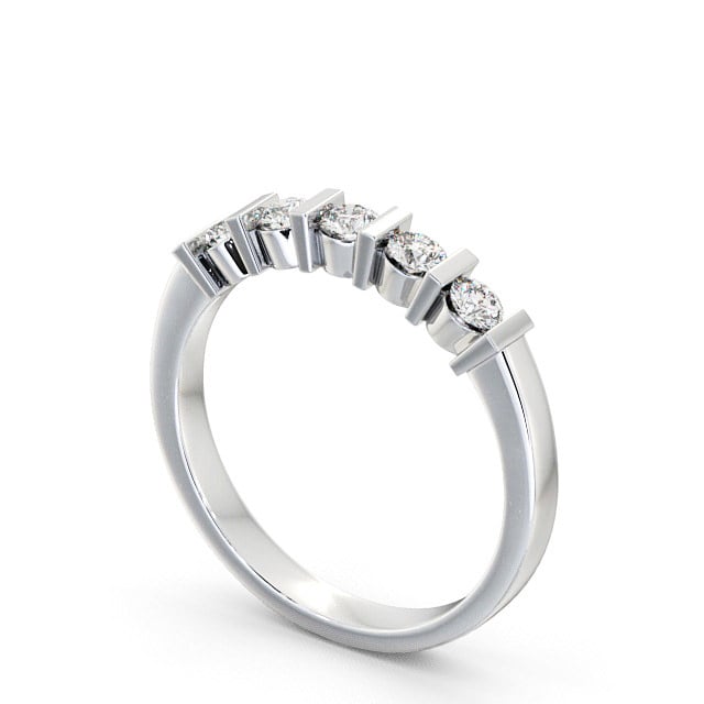 Five Stone Round Diamond Ring 9K White Gold - Hawnby