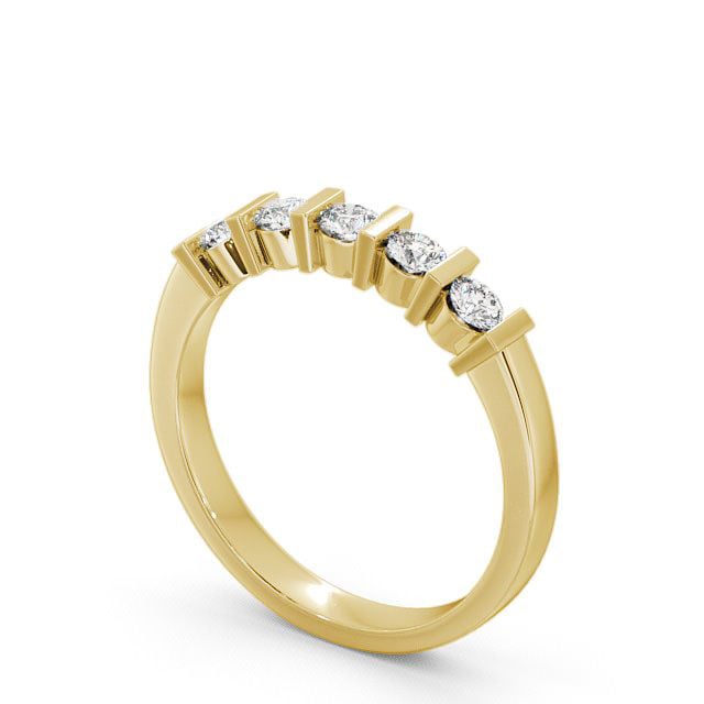Five Stone Round Diamond Ring 9K Yellow Gold - Hawnby FV6_YG_SIDE