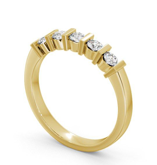 Five Stone Round Diamond Tension Set Ring 18K Yellow Gold FV6_YG_THUMB1 