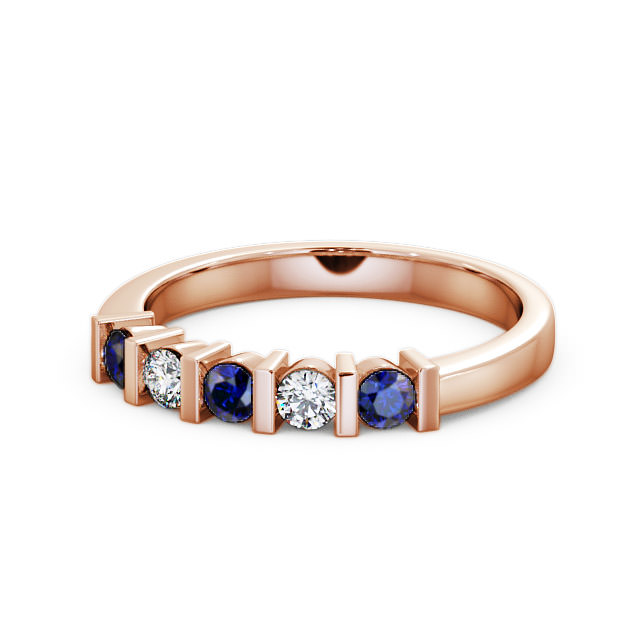 Five Stone Blue Sapphire and Diamond 0.41ct Ring 9K Rose Gold - Hawnby FV6GEM_RG_BS_FLAT