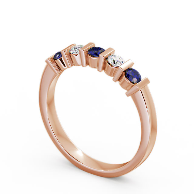 Five Stone Blue Sapphire and Diamond 0.41ct Ring 9K Rose Gold - Hawnby FV6GEM_RG_BS_SIDE