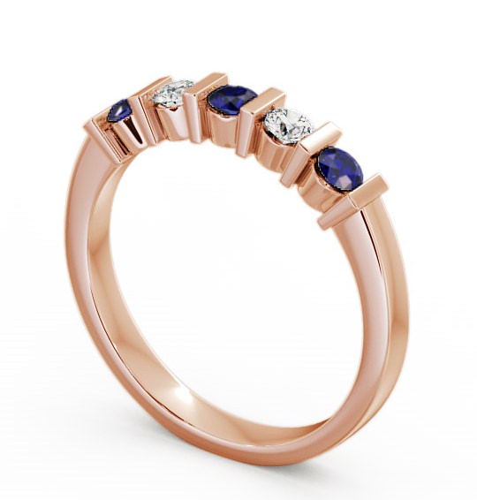 Five Stone Blue Sapphire and Diamond 0.41ct Ring 18K Rose Gold - Hawnby FV6GEM_RG_BS_THUMB1