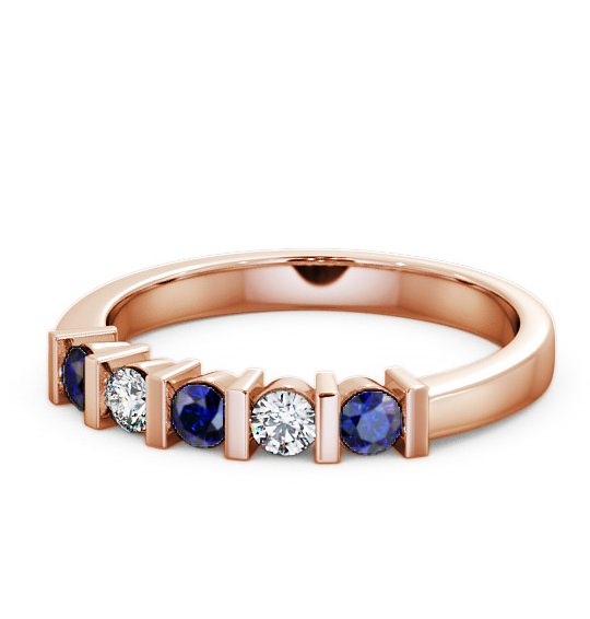  Five Stone Blue Sapphire and Diamond 0.41ct Ring 9K Rose Gold - Hawnby FV6GEM_RG_BS_THUMB2 
