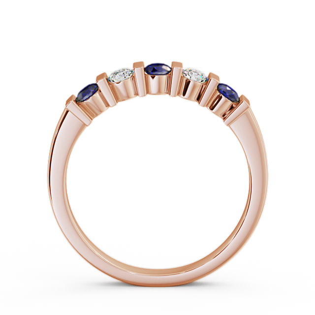 Five Stone Blue Sapphire and Diamond 0.41ct Ring 9K Rose Gold - Hawnby FV6GEM_RG_BS_UP
