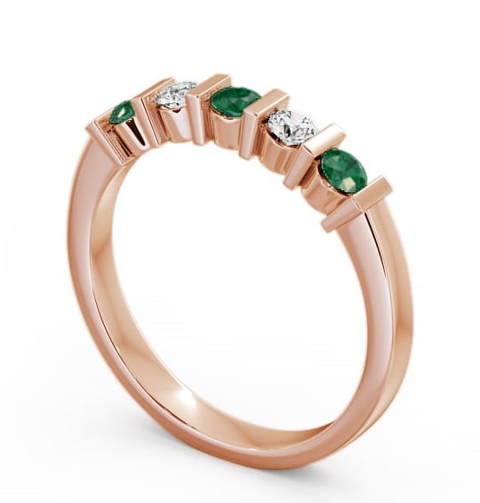 Five Stone Emerald and Diamond 0.35ct Ring 9K Rose Gold - Hawnby FV6GEM_RG_EM_THUMB1