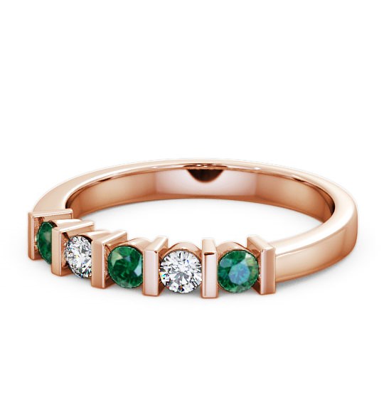 Five Stone Emerald and Diamond 0.35ct Ring 18K Rose Gold FV6GEM_RG_EM_THUMB2 