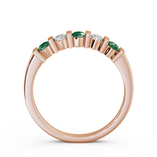 Five Stone Emerald and Diamond 0.35ct Ring 9K Rose Gold - Hawnby FV6GEM_RG_EM_UP