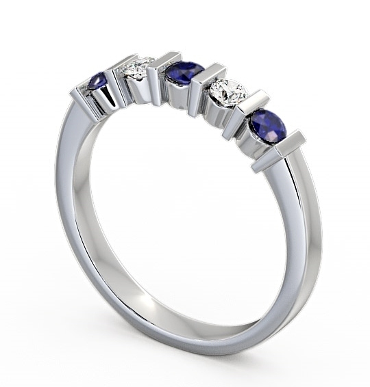 Five Stone Blue Sapphire and Diamond 0.41ct Ring 9K White Gold FV6GEM_WG_BS_THUMB1